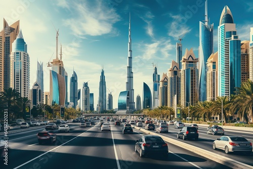 Dubai downtown, amazing city center skyline with luxury skyscrapers, United Arab Emirates photo