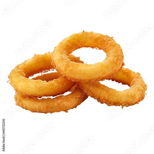 Crispy Onion Rings on Isolated Background. Generative AI