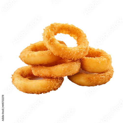 Delicious Onion Rings with Isolated Background. Generative AI