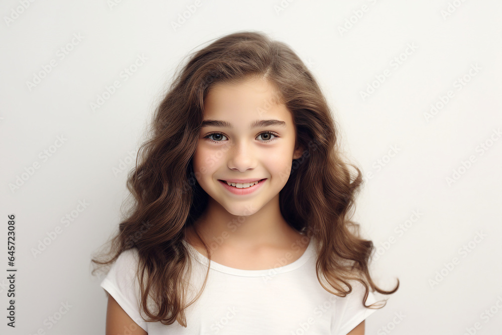 Generative AI ai technology picture of cute little girl smiling excited overjoyed Generative AI ai technology picture of cute little girl smiling excited overjoyed