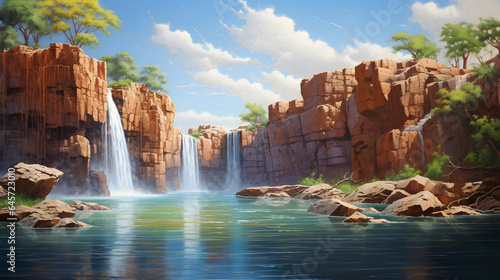 Majestic Waterfall at Kimberley Gorge, Australia