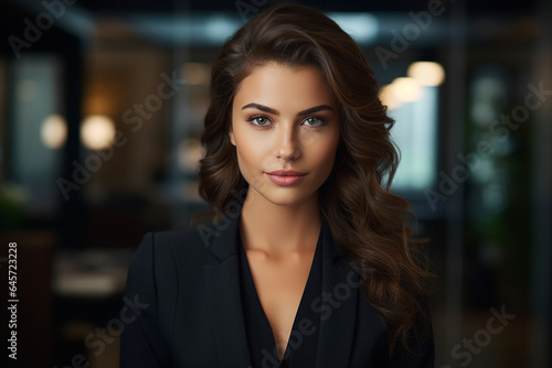 Generative AI technology picture portrait of stunning office woman meeting conference regime