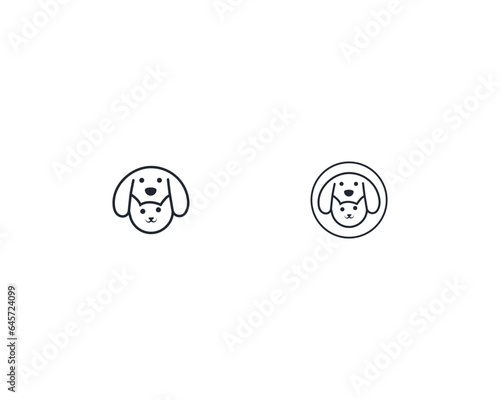 Dog and cat logo design template vector, line of pet logo design suitable for pet shop, store, cafe, business, hotel, veterinary clinic, Domestic animals vector illustration logotype, sign and symbol