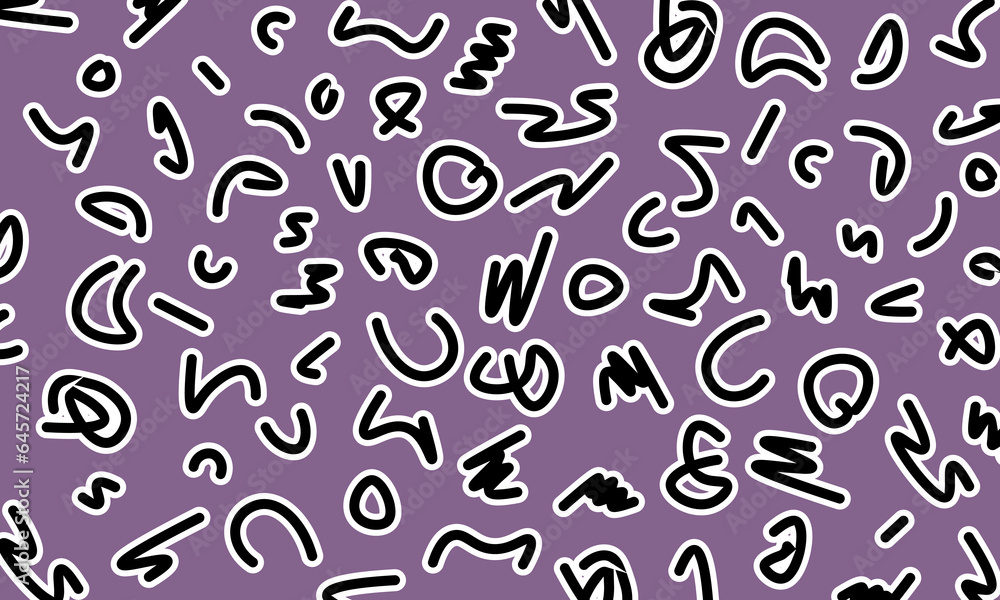 Fun color line doodle pattern. Creative abstract squiggle style drawing background.