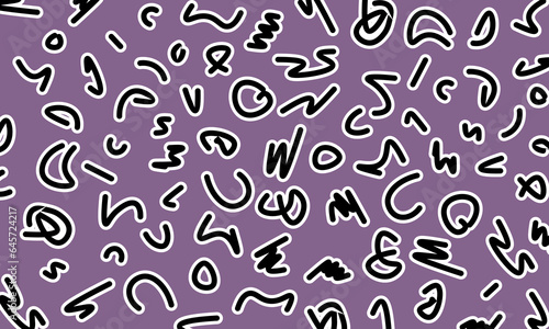 Fun color line doodle pattern. Creative abstract squiggle style drawing background.