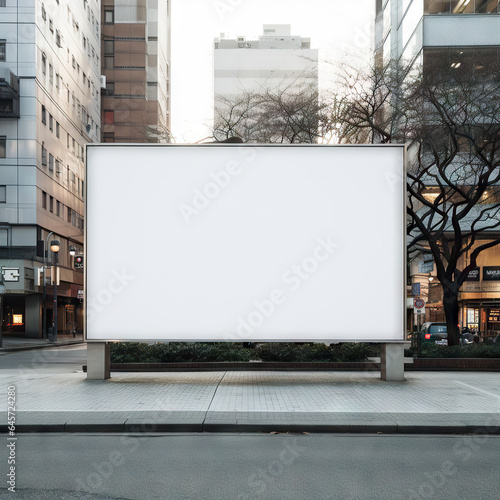 Billboard near residential buildings in the city, Billboard, Blank billboard for advertisement.