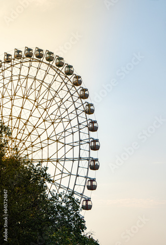Tbilisi Mtatsminda hill Ferris wheel on sunset
