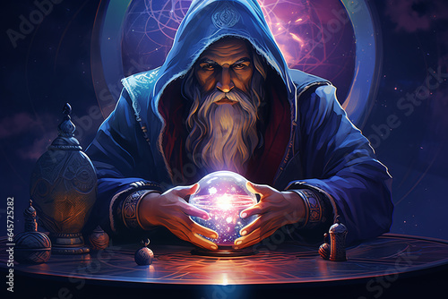 Illustration of a male fortune teller