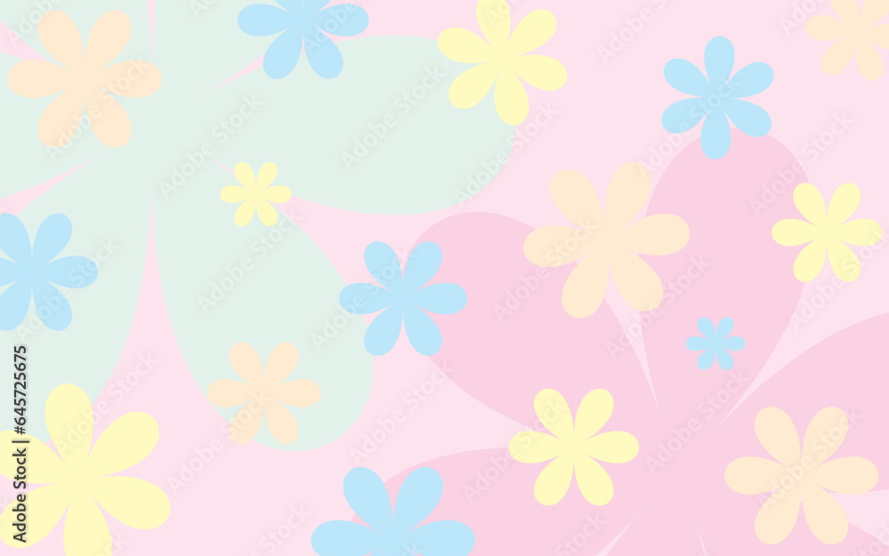 Flat vector floral pattern in pastel tones.