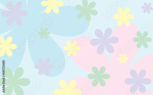 Flat vector floral pattern in pastel tones.