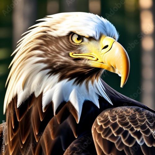 Portrait of a Bald Eagle which is the national emblem of the United States of America.  Generative AI