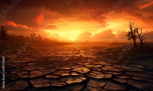 climate change issue concept illustration background, ai generative