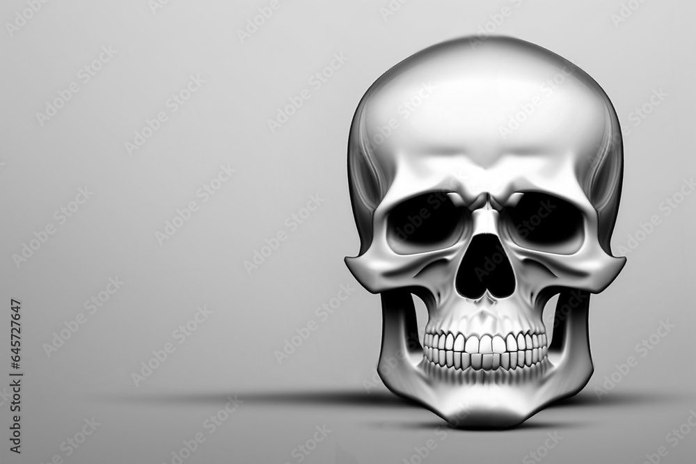 one, alone scary human Skull head. front view. icon, vector illustration isolated on white background. horror style. isolated on white background. empty copy space for inscription. Generative ai. one, alone scary human Skull head. front view. icon, vector illustration isolated on white background. horror style. isolated on white background. empty copy space for inscription. Generative ai.