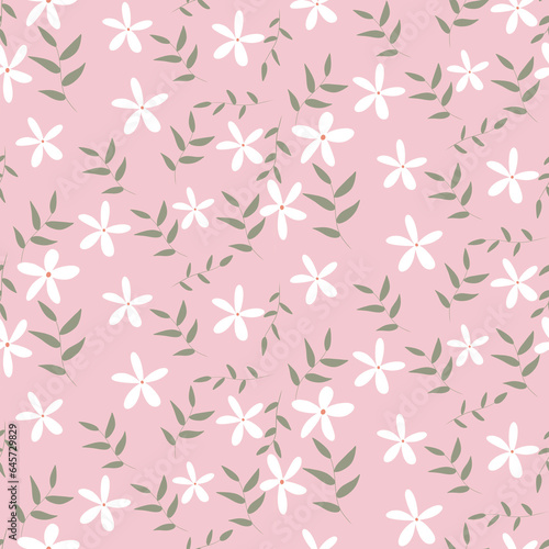 seamless pattern with pink flowers
