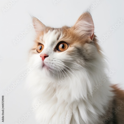 amber eyed cat on white background