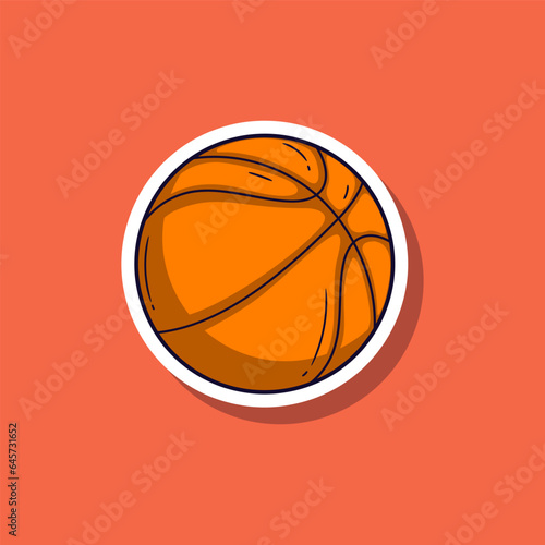 Basketball cartoon vector illustration sticker. Vector eps 10