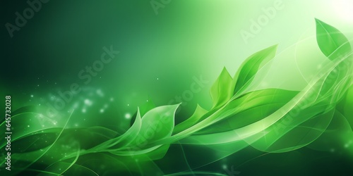Eco-Friendly Green Energy: Glowing Leaves on a Green Background for a Nature-Inspired Website Promoting Sustainability