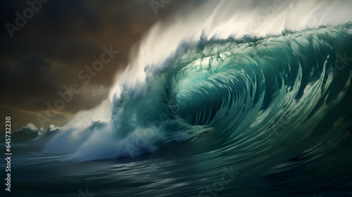 Image of a big wave breaking on the high sea.  © MARCELO
