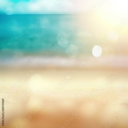 Tropical summer sand beach and bokeh sun light on sea background