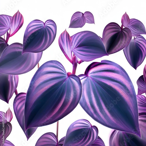 violet leaves pattern,leaf tradescantia pallida or purple queen plant or purple heart isolated on white background photo