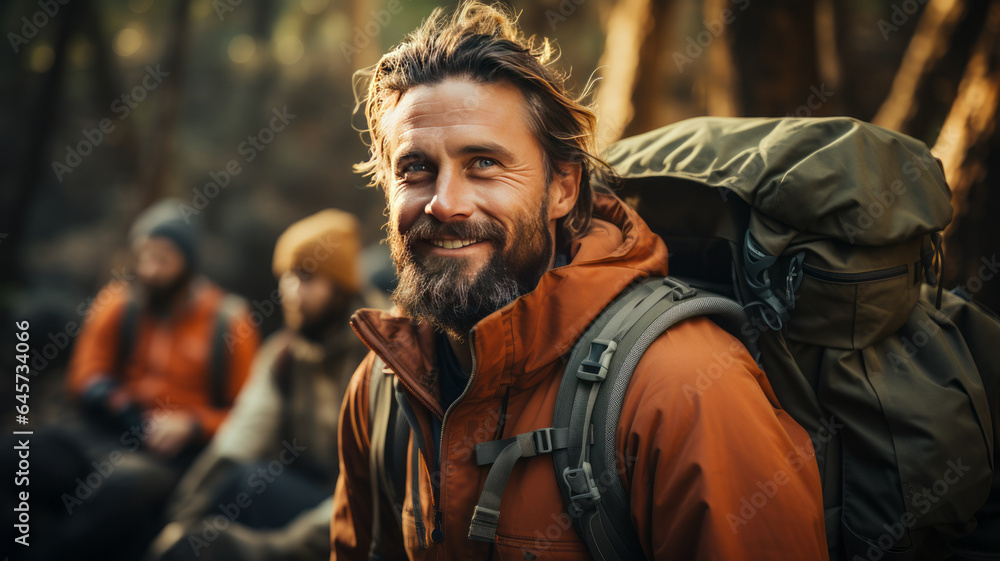Backpacker Camping Hiking Journey Travel Trek Concept,generative ai