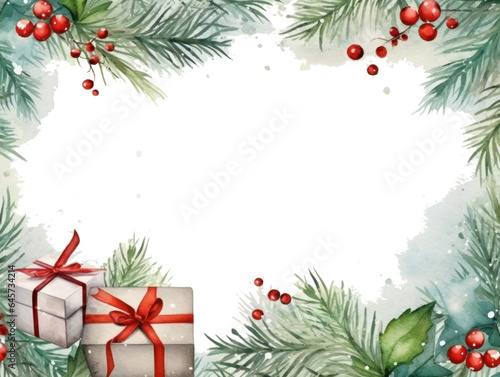 Watercolor Christmas card with presents © olegganko