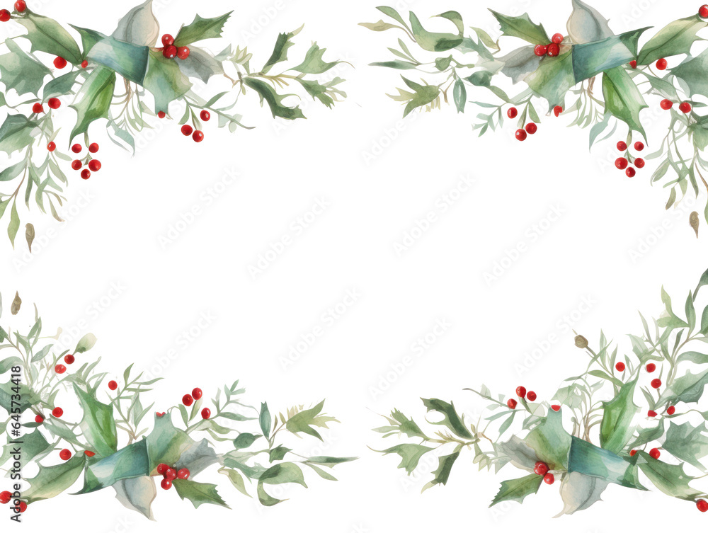 Christmas background with hollly leaves