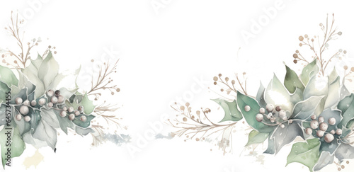 Christmas background with hollly leaves