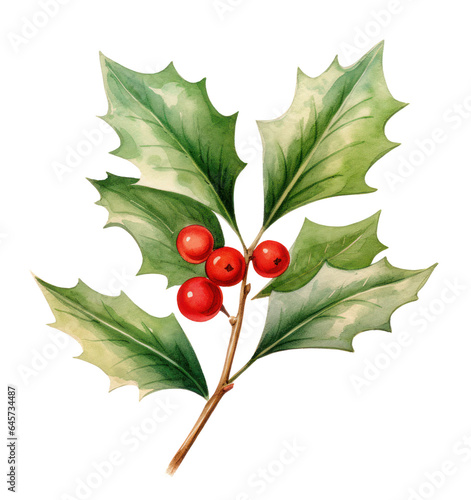 Watercolor holly bud