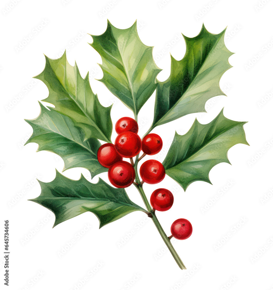 Fototapeta premium Watercolor holly bud