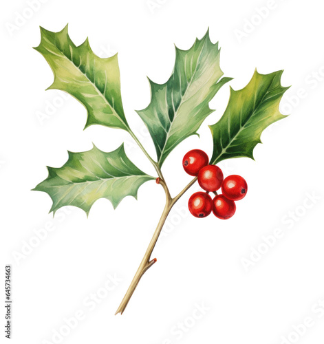 Watercolor holly bud