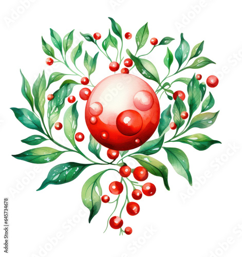 Watercolor holly bud