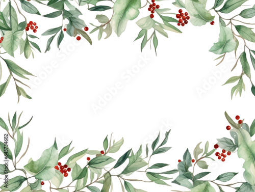 Christmas background with hollly leaves