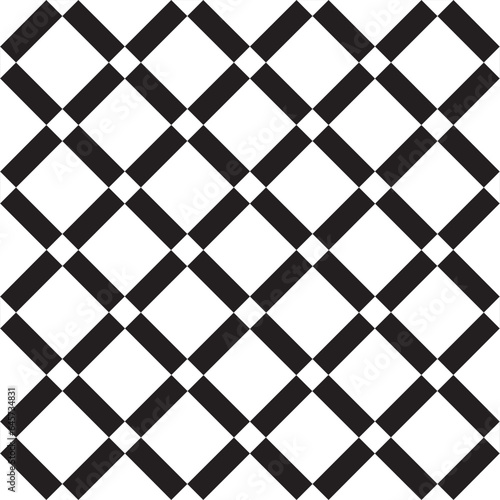 Seamless pattern with diagonal plaid in black and white. Vector illustration.