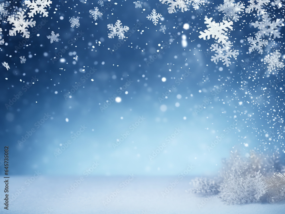 Abstract snow falling on blurred winter landscape background, for design and template Abstract snow falling on blurred winter landscape background, for design and template