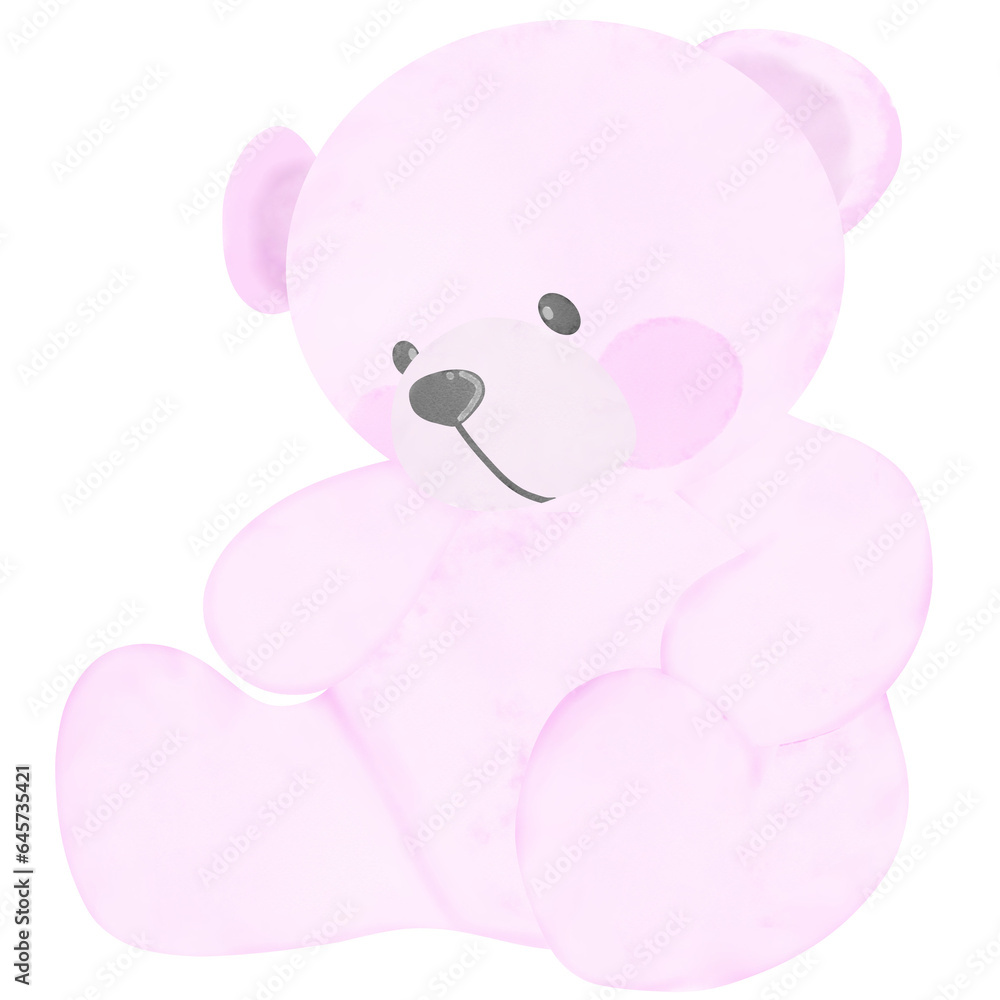 Obraz premium Pink bear wearing Christmas costume, Creative with illustration in flat design,watercolor.