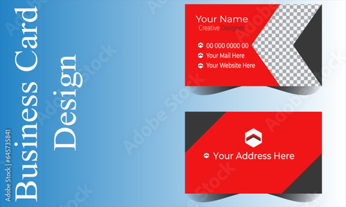 Modern business card template red black colors. Flat design vector abstract creative - Vector 