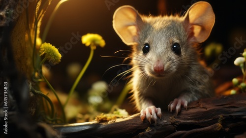 Adorable Mouse Portrait: Happy and Cute Wildlife Animal Looking at Camera © senadesign