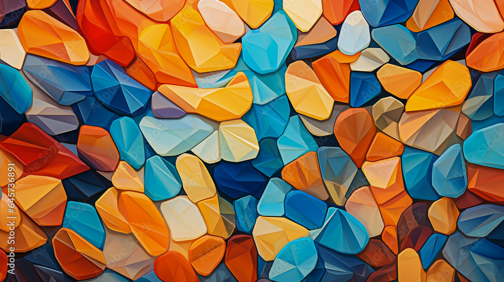 Polygon Textured Stone Abstract. Vibrant Polygonal Textured Stones. Generative AI