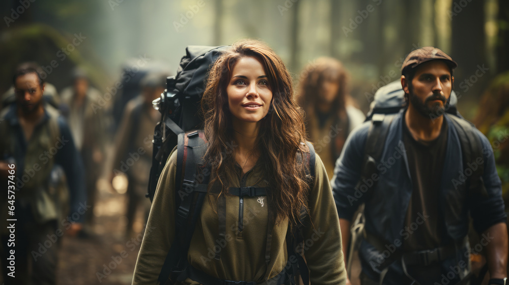 Obraz premium Backpacker Camping Hiking Journey Travel Trek Concept generative ai