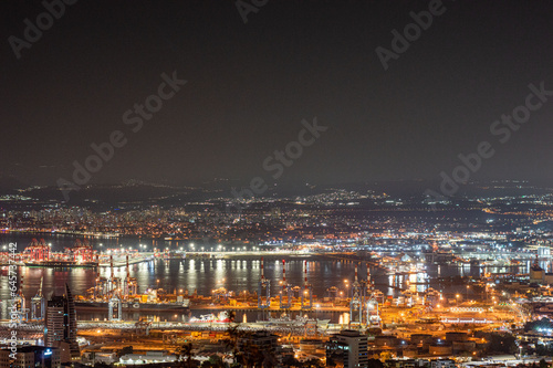 night view of the Haifa city and Akko bay © Anatoly