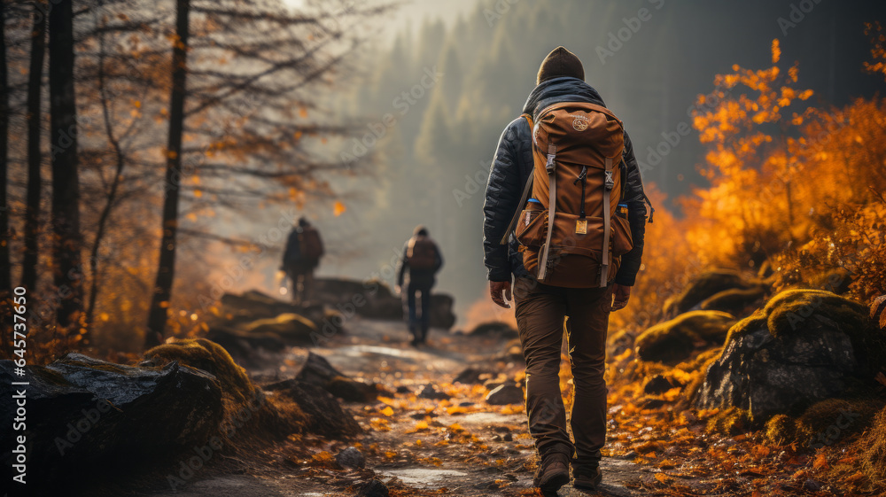 Backpacker Camping Hiking Journey Travel Trek Concept generative ai Backpacker Camping Hiking Journey Travel Trek Concept generative ai