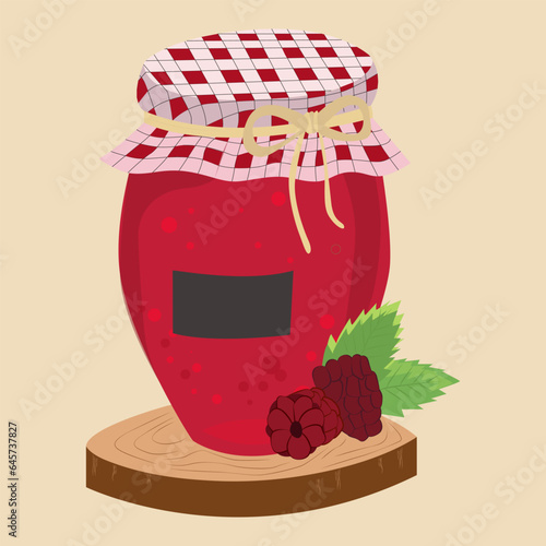 jar of jam, delicious jam from fresh berries, raspberry jam
