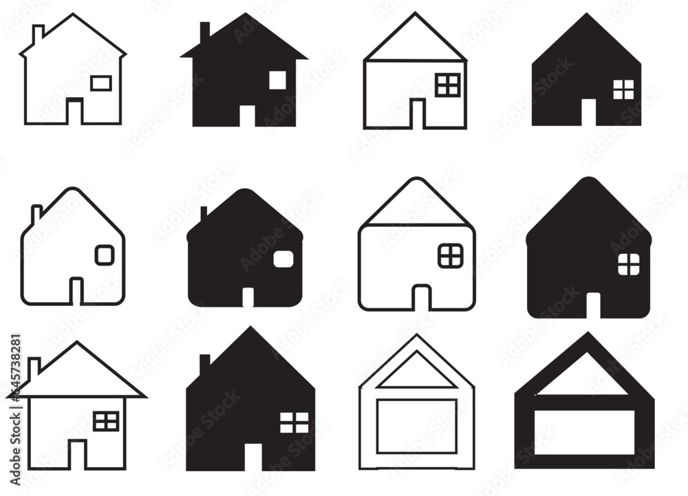 set of house icons, home icon vector