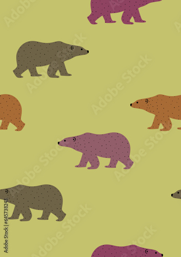 Bear polar bear illustration icon seamless pattern background wallpaper, Endless kids texture for apparel, textile and prints. Vector illustration