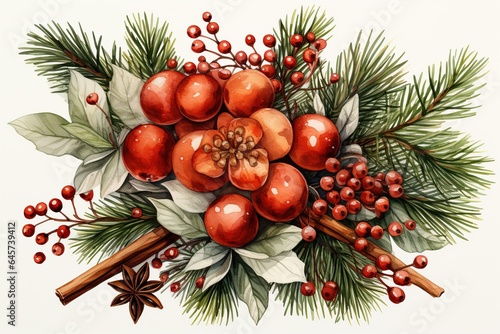 christmas decoration with holly and berries