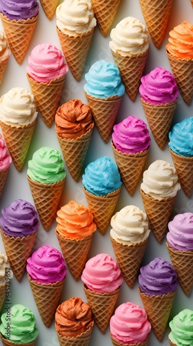 ste of colorful natural ice cream dessert, creative design pattern for background, generative AI