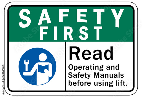Read manual instruction sign and label