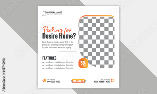 vector real estate or house sale social media post and web banner design