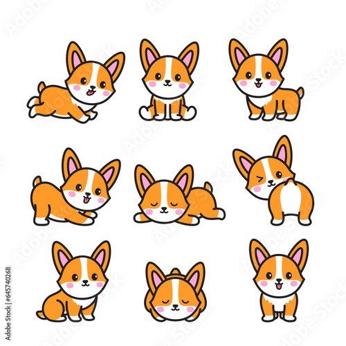 Corgi Dog, Animal Doodle Cartoon Illustration